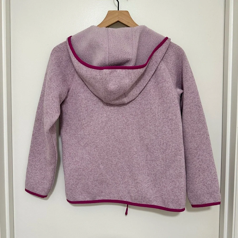 LL Bean | Girls Kids Heathered Purple Full Zip Fleece Hooded Sweater Jacket, M